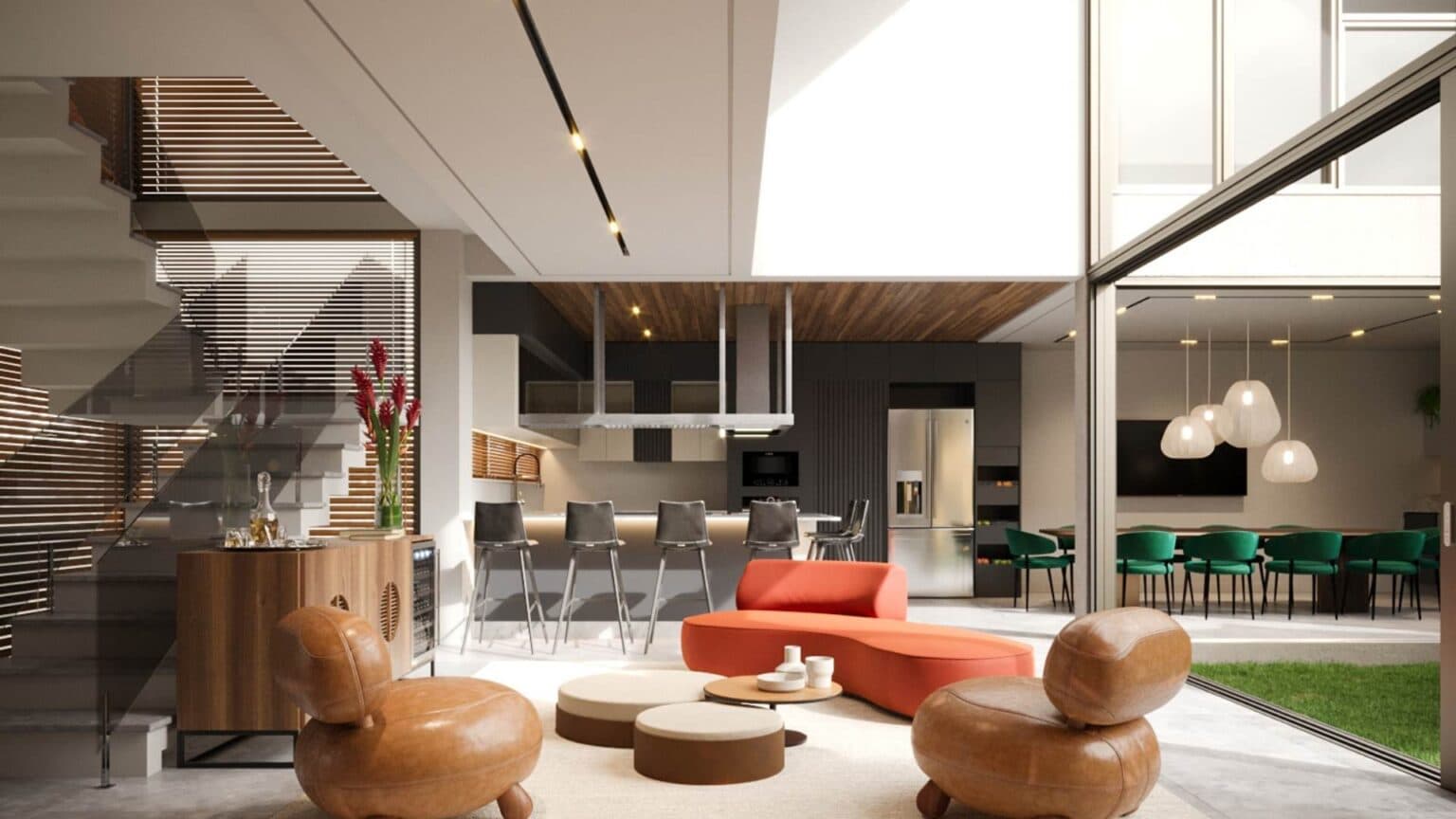 Projeto residencial da Arquitetura Mais com ambientes integrados